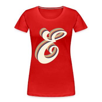 letter e - Women's Premium Organic T-Shirt - red - Front - Mia (176cm)