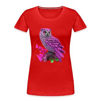 Hibou, hibou grand-duc, hibou rose - T-shirt bio Premium Femme - rouge - Devant - Mia (176cm)
