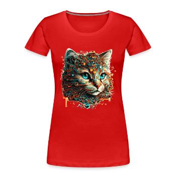 Baby Kitten Cat Face en optique vectorielle - T-shirt bio Premium Femme - rouge - Devant - Mia (176cm)