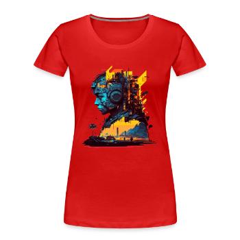 Cyborg der Zukunft für absolute Nerds und Geeks - Frauen Premium Bio T-Shirt - Rot - Vorne - Mia (176cm)