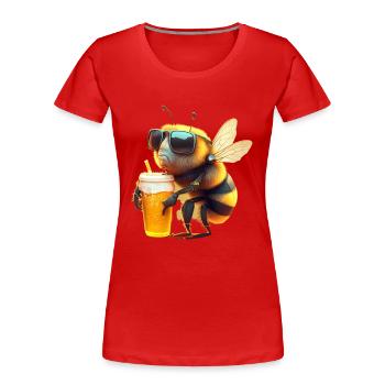 Abeille cool avec bière et lunettes de soleil - T-shirt bio Premium Femme - rouge - Devant - Mia (176cm)