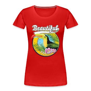 Beautifulk Palma Toucan travel logo - Women's Premium Organic T-Shirt - red - Front - Mia (176cm)