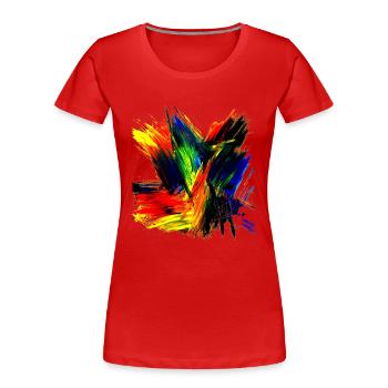 Freebirds by Acryl Paint 62 by Marco Eckenbrecht - Frauen Premium Bio T-Shirt - Rot - Vorne - Mia (176cm)