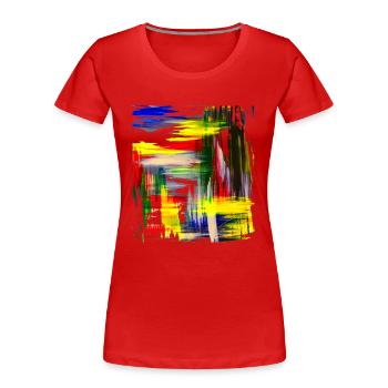 "In line" Acryl Paint 69 by Marco Eckenbrecht - Women's Premium Organic T-Shirt - red - Front - Mia (176cm)