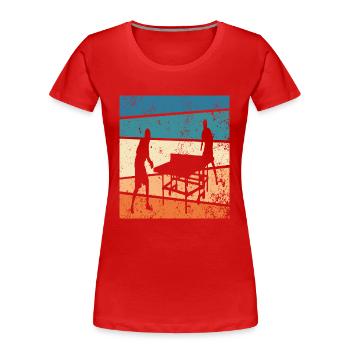 Tischtennis Retro Geschenkidee - Frauen Premium Bio T-Shirt - Rot - Vorne - Mia (176cm)