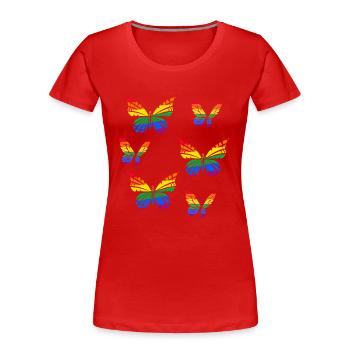Pride Month - Schmetterling - LGBTQ+ Gay Rainbow - Frauen Premium Bio T-Shirt - Rot - Vorne - Mia (176cm)