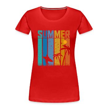 Summer Vibes Surfer - Women's Premium Organic T-Shirt - red - Front - Mia (176cm)