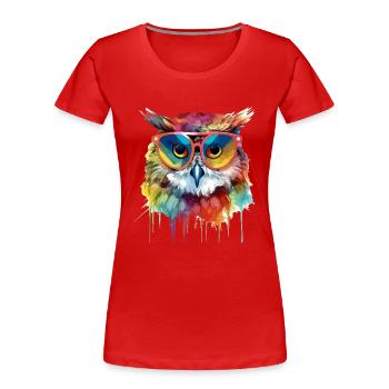 Hacko le hibou - T-shirt bio Premium Femme - rouge - Devant - Mia (176cm)