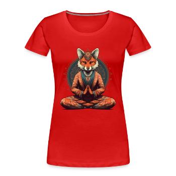 Yoga Meister Fuchs - Frauen Premium Bio T-Shirt - Rot - Vorne - Mia (176cm)