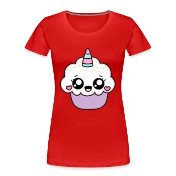 UNICORN CUPCAKE - Women's Premium Organic T-Shirt - red - Front - Mia (176cm)