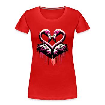 Herzflamingos im Liebesrausch - Frauen Premium Bio T-Shirt - Rot - Vorne - Mia (176cm)