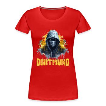 Dortmund T-Shirt für Dortmunder Ultras - Frauen Premium Bio T-Shirt - Rot - Vorne - Mia (176cm)