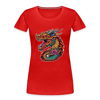 Asian Dragon - Japan - Chinese - Women's Premium Organic T-Shirt - red - Front - Mia (176cm)