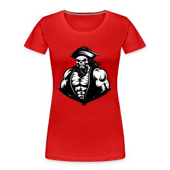 Pirat - Frauen Premium Bio T-Shirt - Rot - Vorne - Mia (176cm)