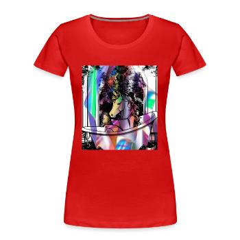 Licorne, graffiti, salle de bain, bain, peinture, coloré - T-shirt bio Premium Femme - rouge - Devant - Mia (176cm)