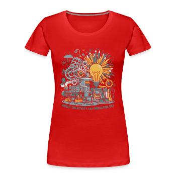 World Creativity and Innovation Day - Frauen Premium Bio T-Shirt - Rot - Vorne - Mia (176cm)
