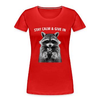 Mème raton laveur - T-shirt bio Premium Femme - rouge - Devant - Mia (176cm)