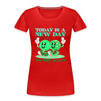 Sommer See Natur Flora Kunst Blumen Meer Strand - Frauen Premium Bio T-Shirt - Rot - Vorne - Mia (176cm)