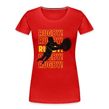 Rugby Rugby Rugby - Frauen Premium Bio T-Shirt - Rot - Vorne - Mia (176cm)