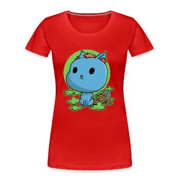 Chaton kawaii, mais qui pète - T-shirt bio Premium Femme - rouge - Devant - Mia (176cm)