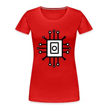 Icône de puce d’ordinateur numérique - T-shirt bio Premium Femme - rouge - Devant - Mia (176cm)
