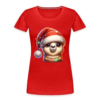Lama Sucré - T-shirt bio Premium Femme - rouge - Devant - Mia (176cm)