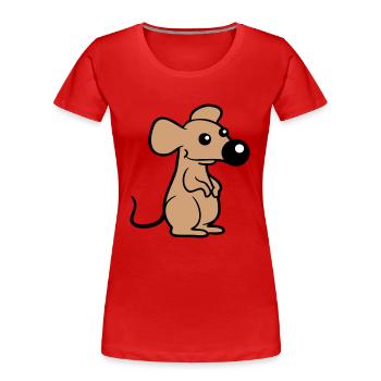 Maus Große Nase Mäuschen Kleine Ratte Nager Süß - Frauen Premium Bio T-Shirt - Rot - Vorne - Mia (176cm)