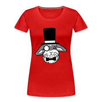 Mr. Bunny Gentleman Chapeau haut de forme Monocle Lunettes - T-shirt bio Premium Femme - rouge - Devant - Mia (176cm)