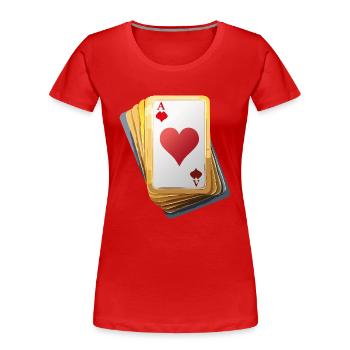 CARDS - Frauen Premium Bio T-Shirt - Rot - Vorne - Mia (176cm)