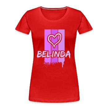 Belinda als Belinda - Frauen Premium Bio T-Shirt - Rot - Vorne - Mia (176cm)