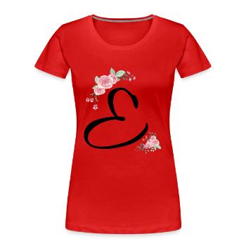 Lettre e fleurs - T-shirt bio Premium Femme - rouge - Devant - Mia (176cm)