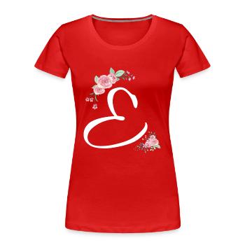 Lettre e fleurs - T-shirt bio Premium Femme - rouge - Devant - Mia (176cm)