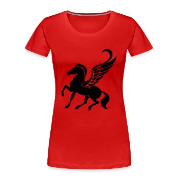 Pegasus - Frauen Premium Bio T-Shirt - Rot - Vorne - Mia (176cm)