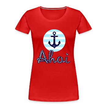 Ahoy and Anchor - Women's Premium Organic T-Shirt - red - Front - Mia (176cm)