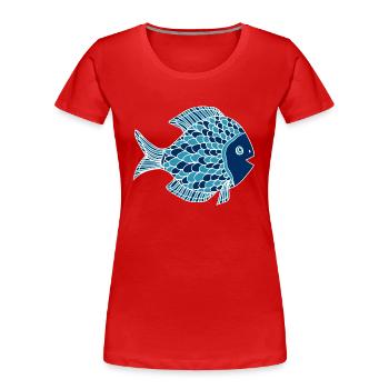 Poisson Bleu - T-shirt bio Premium Femme - rouge - Devant - Mia (176cm)
