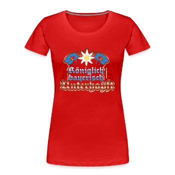 Lustiges Bier-Shirt Königlich bayerisch unterhopft - Frauen Premium Bio T-Shirt - Rot - Vorne - Mia (176cm)