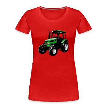 Trecker, Traktor, Schlepper - grün - Frauen Premium Bio T-Shirt - Rot - Vorne - Mia (176cm)