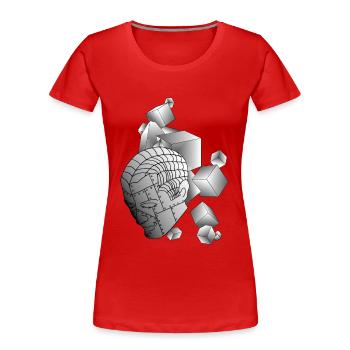 Roboter mit Würfel hellgrau - Frauen Premium Bio T-Shirt - Rot - Vorne - Mia (176cm)
