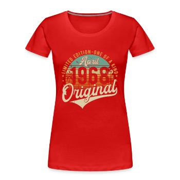 April 1968 Vintage Retro Birthday - Women's Premium Organic T-Shirt - red - Front - Mia (176cm)