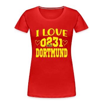 I Love Dortmund: Dortmund Fan-Ich bin Dormund Fan - Frauen Premium Bio T-Shirt - Rot - Vorne - Mia (176cm)
