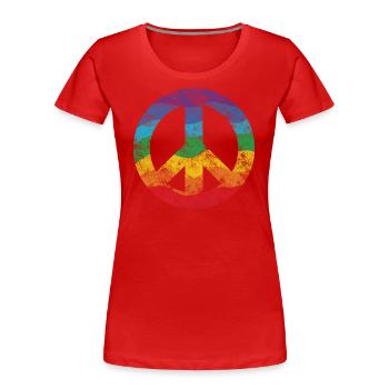 Signe de paix arc-en-ciel - T-shirt bio Premium Femme - rouge - Devant - Mia (176cm)