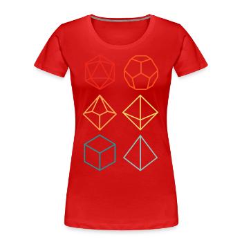 Donjon dragon - Set dés de jeux coloré silhouette - T-shirt bio Premium Femme - rouge - Devant - Mia (176cm)