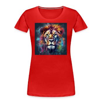 L'ÂME DU LION - T-shirt bio Premium Femme - rouge - Devant - Mia (176cm)