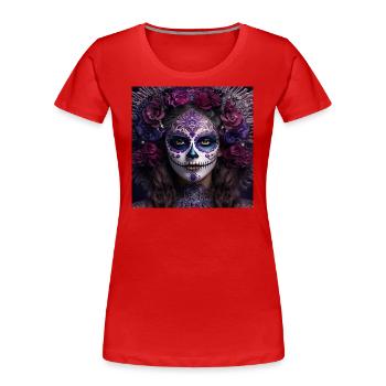 LA CATRINA DAY OF THE DEAD MEXICO - Women's Premium Organic T-Shirt - red - Front - Mia (176cm)