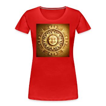 SOLEIL CENTRAL HAPPY - T-shirt bio Premium Femme - rouge - Devant - Mia (176cm)
