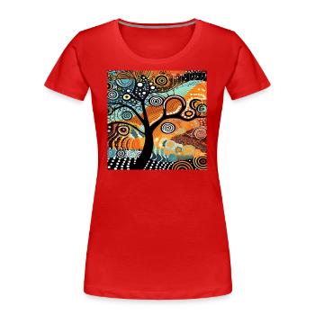 ARBORIGENE KUNST - Frauen Premium Bio T-Shirt - Rot - Vorne - Mia (176cm)