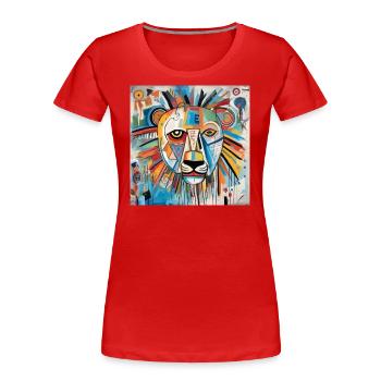 LION STREET ART - T-shirt bio Premium Femme - rouge - Devant - Mia (176cm)