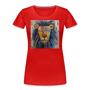 LION STREET ART - T-shirt bio Premium Femme - rouge - Devant - Mia (176cm)