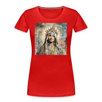 LA VIERGE MARIE STREET ART - T-shirt bio Premium Femme - rouge - Devant - Mia (176cm)
