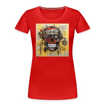 SKULL STREET ART - T-shirt bio Premium Femme - rouge - Devant - Mia (176cm)